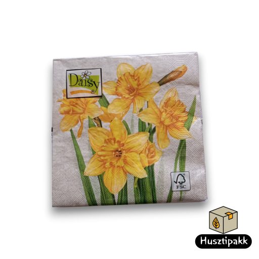 Szalvéta mintás Csokor sárga nárcisz 33x33 20db