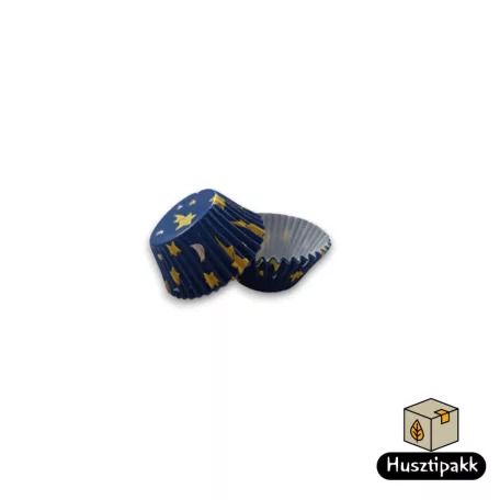 Bonbon kapszli - Sötétkék, csillag mintával 30x20mm 100db