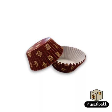 Muffin Sütőforma - Bordó, fehér virág mintás 50x30mm 100db