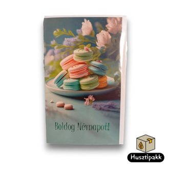 Képeslap - Boldog Névnapot! - Macaronok tányéron E