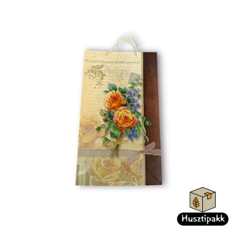   Ajándéktáska -  Sárga alapon sárga rózsa, nagy (zsinorfüles), 37x22cm