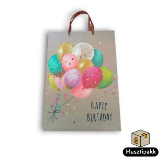   Ajándéktáska - HAPPY BIRTHAY felirat lufikkal, extranagy (zsinórfüles), 30x40cm