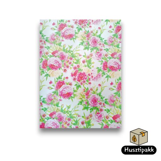 Csomagolópapír, Rózsák (pink, sárga) csokorban 200x70cm