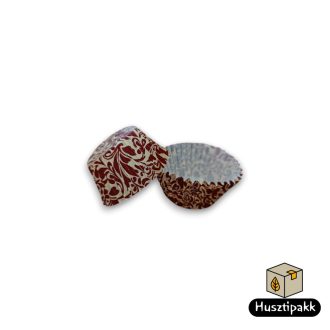   Bonbon kapszli -  Fehér, bordó levél mintával 30x20mm 100db