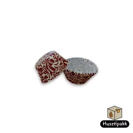 Bonbon kapszli -  Fehér, bordó levél mintával 32x22mm 100db