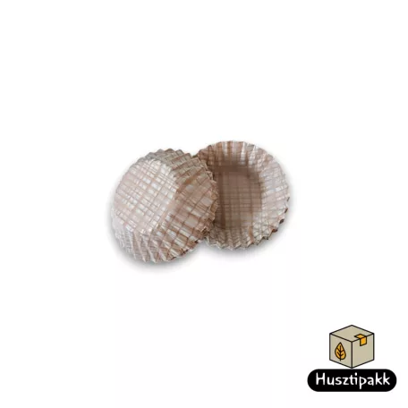 Bonbon kapszli - Fehér, barna kockás mintával, 30x17mm 100db