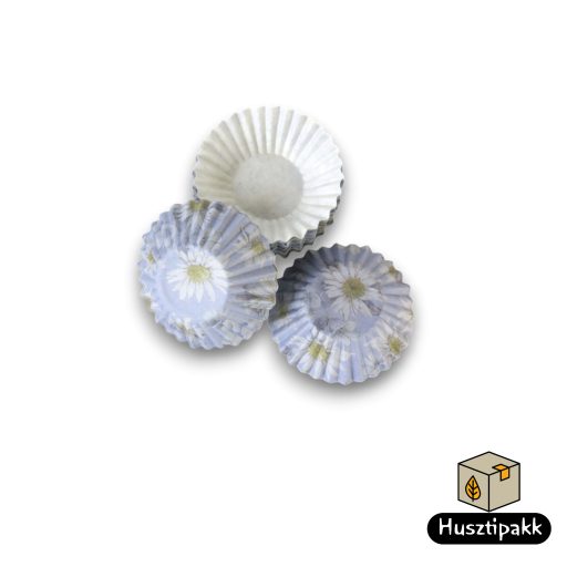 Bonbon kapszli - Kék, fehér virág mintával, 30x20mm 500db