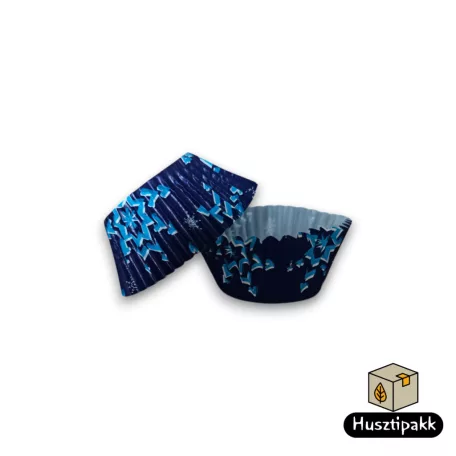 Bonbon kapszli - Sötétkék, hópehely mintával 32x22mm 100db