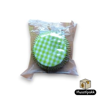 Muffin Sütőforma - Zöld kockás, 50x25mm 60db