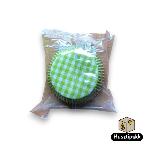 Muffin Sütőforma - Zöld kockás, 50x25mm 60db