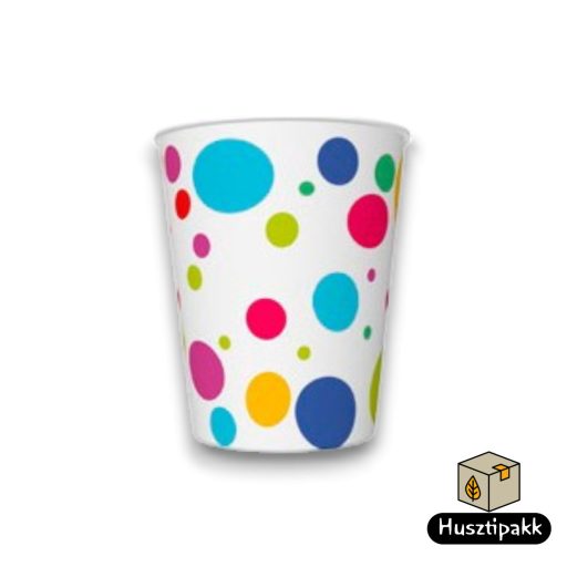 Papírpohár - Színes körök 250ml 8db