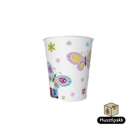 Papírpohár - Pillangó mintás 250ml 8db