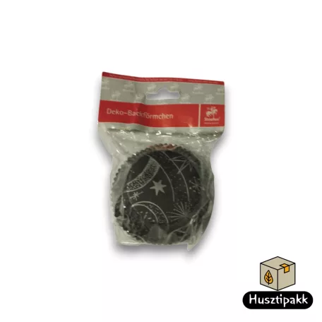 Muffin Sütőforma - Csillag, üstökös mintás, fekete 50x30mm 60db