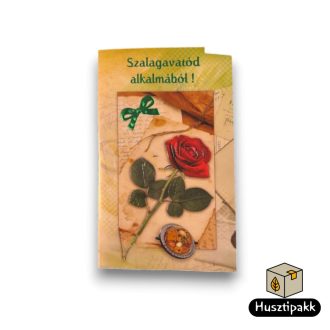   Képeslap - Szalagavatód alkalmából! - Rózsa, zöld masni, földgömb iránytű B