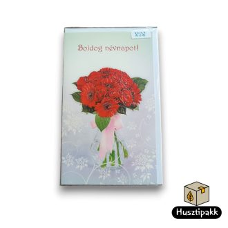 Képeslap - Boldog névnapot! - Gerbera csokor, piros B