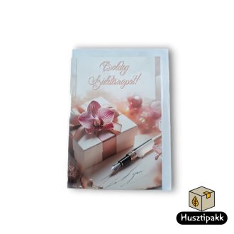 Képeslap -  Boldog Születésnapot! - Ajándék, orchidea D