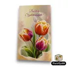 Képeslap - Boldog Születésnapot! - Rózsaszín, színes tulipánok, Forgatható számmal E
