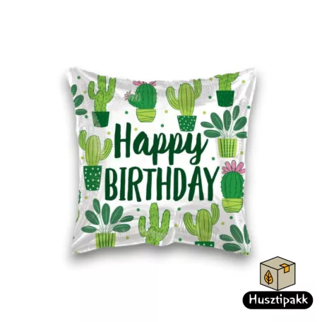 Fólia lufi - Happy Birthday - Kaktusz 46cm