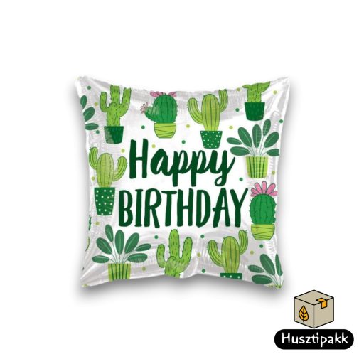 Fólia lufi - Happy Birthday - Kaktusz 46 cm