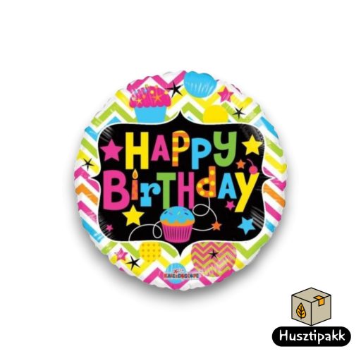 Fólia lufi - Happy Birthday - Muffin 46cm