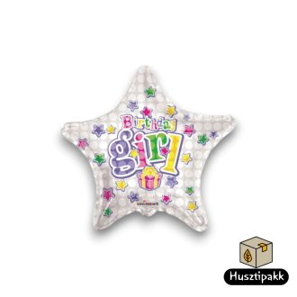 Fólia lufi - Happy Birthday - Csillag, birthday girl 46cm