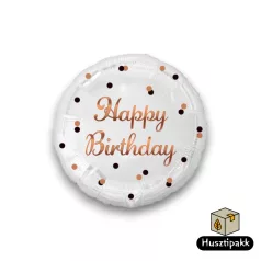 Fólia lufi - Happy Birthday - Fehér, pöttyös 36cm