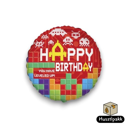 Fólia lufi - Happy Birthday - Tetris 46cm