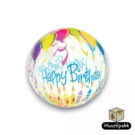 Fólia lufi - Happy Birthday - Lufi és gyertya 46cm