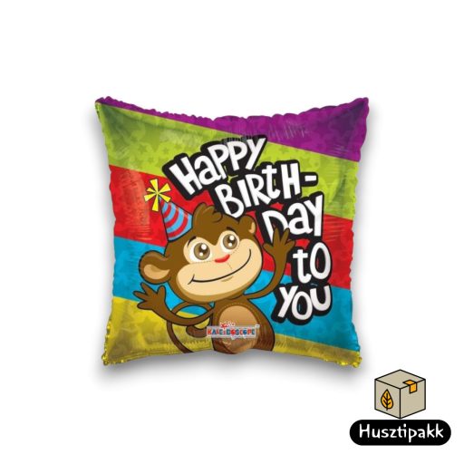 Fólia lufi - Happy Brithday - Majom 46cm