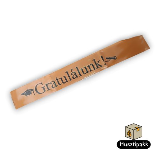 Vállszalag Gratulálunk felirat,sárga-fekete 1,6mx9,5cm