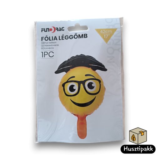 Fólia lufi - Smiley, Ballagás, Szemüveg 46cm