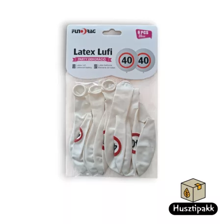 Latex lufi, számos szülinapi, 40, táblás 30cm 6db