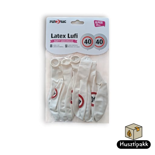 Latex lufi, számos szülinapi, 40, táblás 30cm 6db
