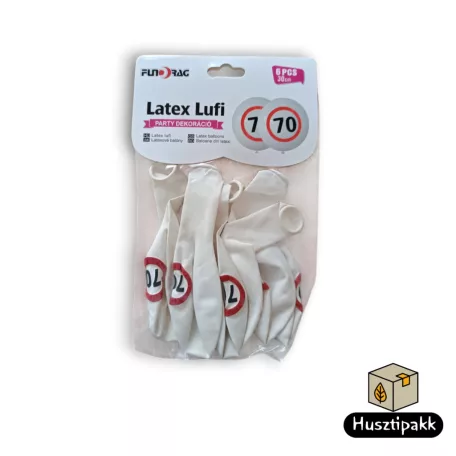 Latex lufi, számos szülinapi, 70, táblás 30cm 6db