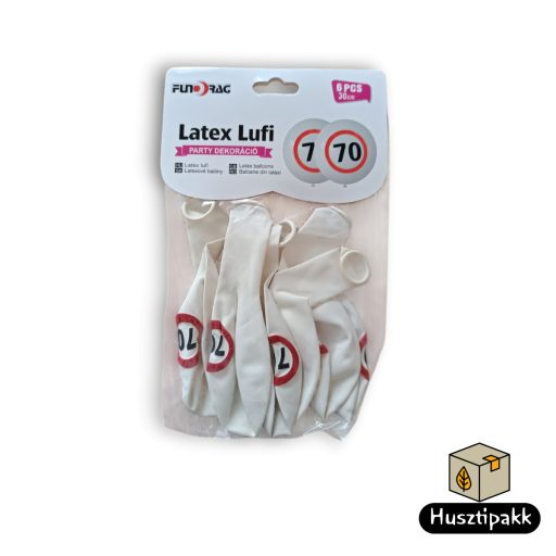 Latex lufi, számos szülinapi, 70, táblás 30cm 6db