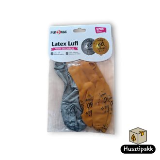 Latex lufi, számos szülinapi 60, arany-ezüst,  30cm 6db