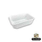 Szögletes műanyag elviteles doboz, fehér MBOX K 750ml 50db