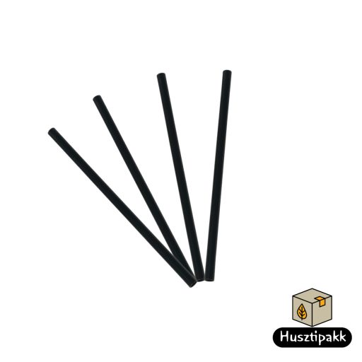 Műanyag szívószál, újrahasználható, fekete 8x240mm 500db (PALM)