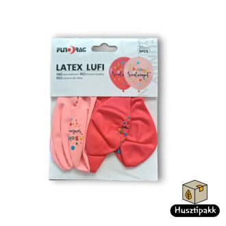   Latex lufi Boldog Szülinapot! felirat, sötét és világos rózsaszín 30cm 5db