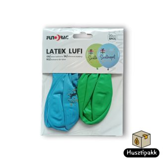   Latex lufi Boldog Szülinapot! felirat, kék és zöld 30cm 5db
