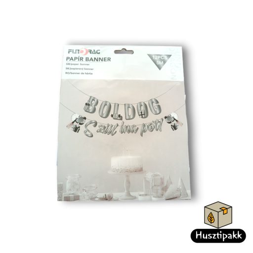 Girland - Boldog születésnapot, Ezüst 5m