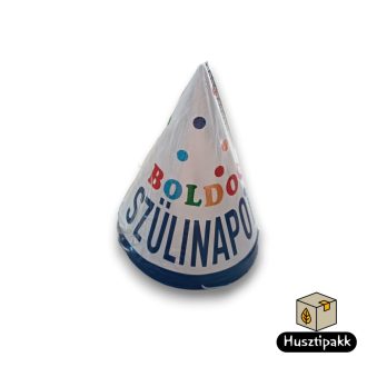   Csákó Boldog születésnapot felirat, fehér lapon kék és sznes betűk, 6db