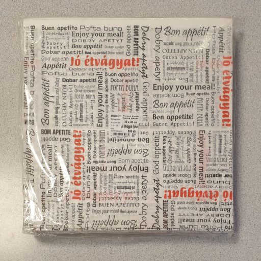 Jó étvágyat! csomagolópapír (streetfood) Fehér 30x30cm 500db