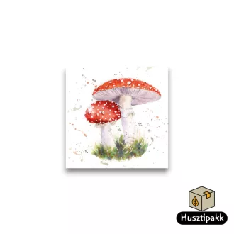   Szalvéta mintás - Őszi, fehér alapon piros fejű gombák 33x33 20db