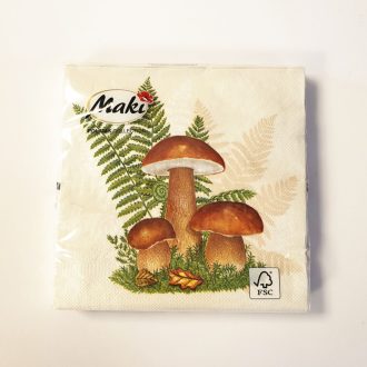 Szalvéta mintás - Őszi, három barna gomba 33x33 20db Szalvéta mintás - Őszi, három barna gomba 33x33 20db