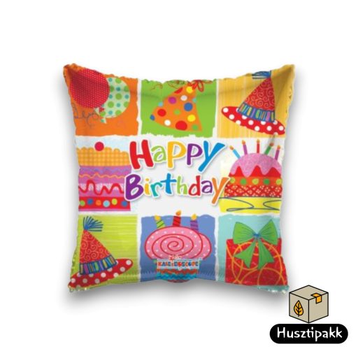 Fólia lufi - Happy birthday felirat színes kalap