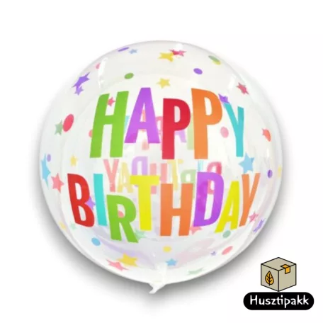 Fólia lufi - Happy birthday Csillag mintás 46cm