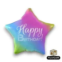 Fólia lufi - Happy birthday felirat csillag forma 44cm