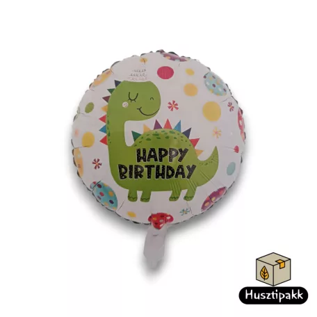 Fólia lufi - Dinoszaurusz, Happy Birthday felirattal, 45cm