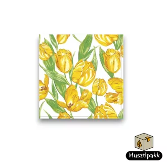 Szalvéta mintás, Sárga tulipános tapéta, 33x33 20db